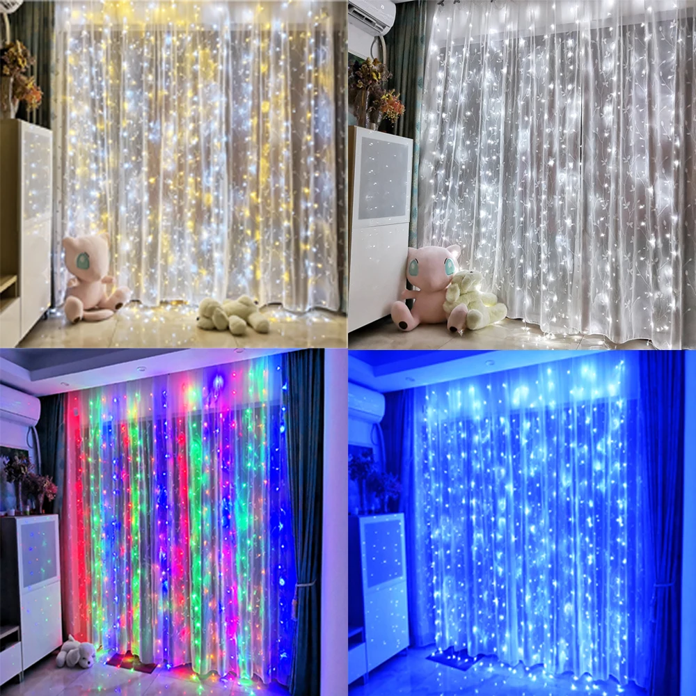 

3x3 6x3M Memory function Christmas LED Curtain Icicle String Light Indoor Drop LED Party Garden Stage Outdoor Decorative Light