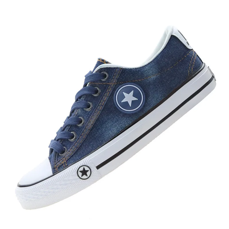 

2019 Laisumk Women Casual Shoes Canvas New Denim Stars Fashion Flats Basket Tennis Female Size