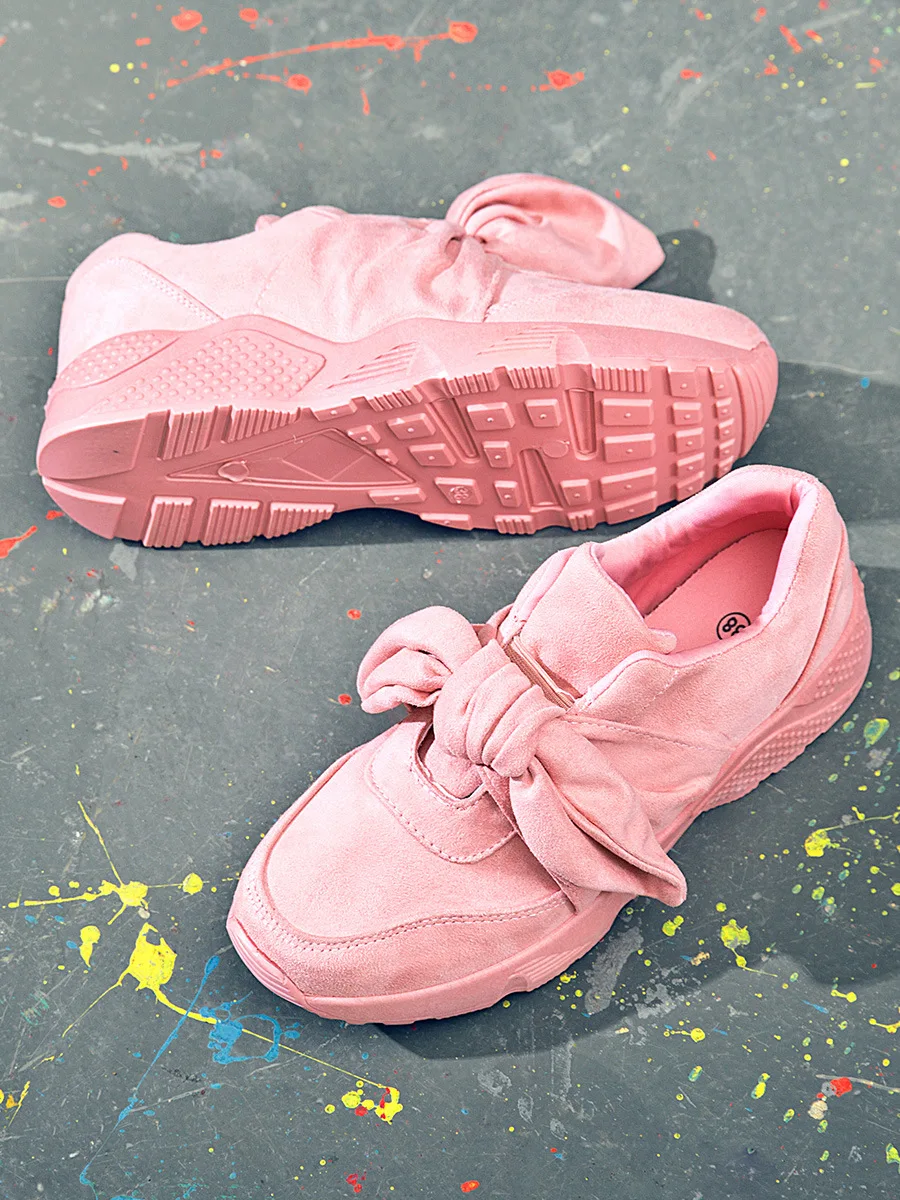 Fujin/женская повседневная обувь; женская обувь на плоской подошве с бантом; женские шелковые мокасины; кроссовки; женская обувь с круглым носком розового цвета; Dapato Feminino