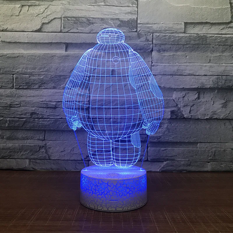 Big Hero Baymax 3D настольная светодио дный LED ночник 7 цветов Изменение спальня сна освещение домашний декор подарки для детей