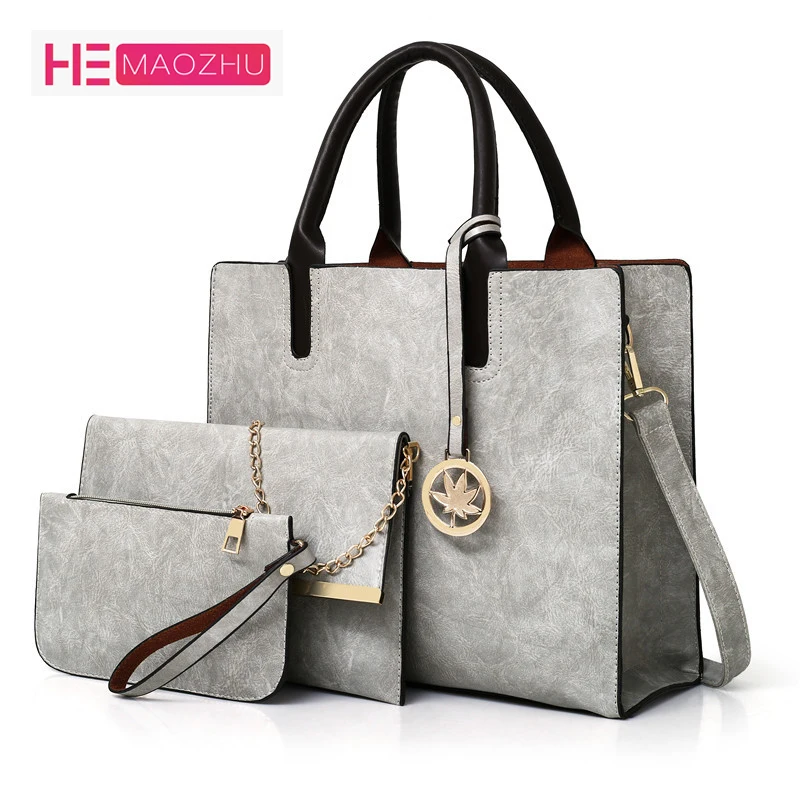 

Luxury Handbags Women Bags Designer 3 Piece Set PU Handbag Ladies Large Handbag Ladies Shoulder Handbag + Messenger Bag + Wallet
