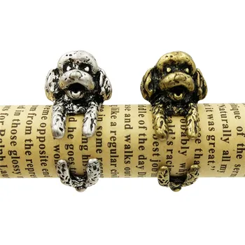 

Wholesale Vintage Adjustable Rings Cute 3D Poodle Dog Ring For Women Men Gift Finger Retro Jewellery Lovely Gift Punk