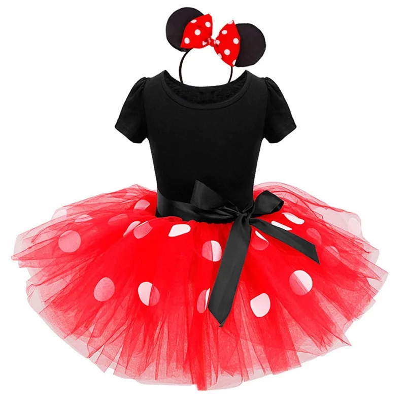 VOGUEON/нарядное платье с Микки и Минни Маус для маленьких девочек; Летние вечерние костюмы принцессы с бантом в горошек; одежда для малышей - Цвет: Dress 02