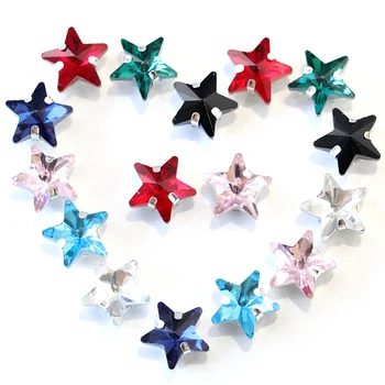 

10mm 20pcs Star Shapes Glass Sew On Rhinestones With Claw Thickened Bottom Sew On Claw Rhinestones For Wedding Dress B1057