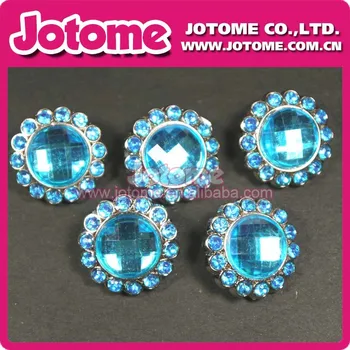 

High Quality Fashion Blue Round Crystal Crystal Rhinestone Plastic Buttons For Wedding/Garment/Hair accessories