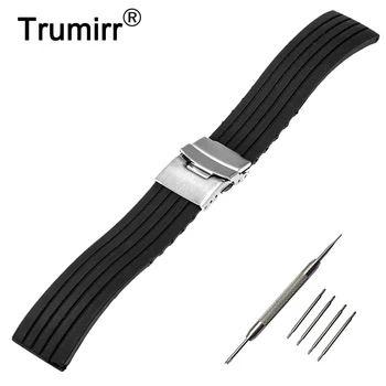 

18mm 19mm 20mm 21mm 22mm Silicone Rubber Watch Band for Omega Watchband Stainless Steel Safety Buckle Strap Wrist Belt Bracelet