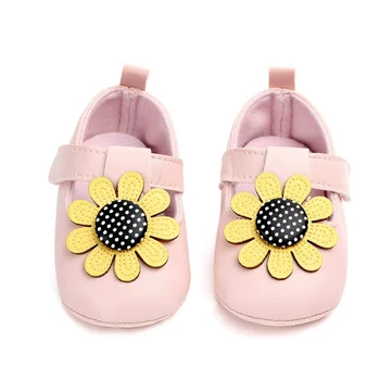 

Baby Girls Flower Shoes First Walkers Newborn Lovely Flower Soft Soled Non-slip Footwear PU Baby Shoes 0-12M