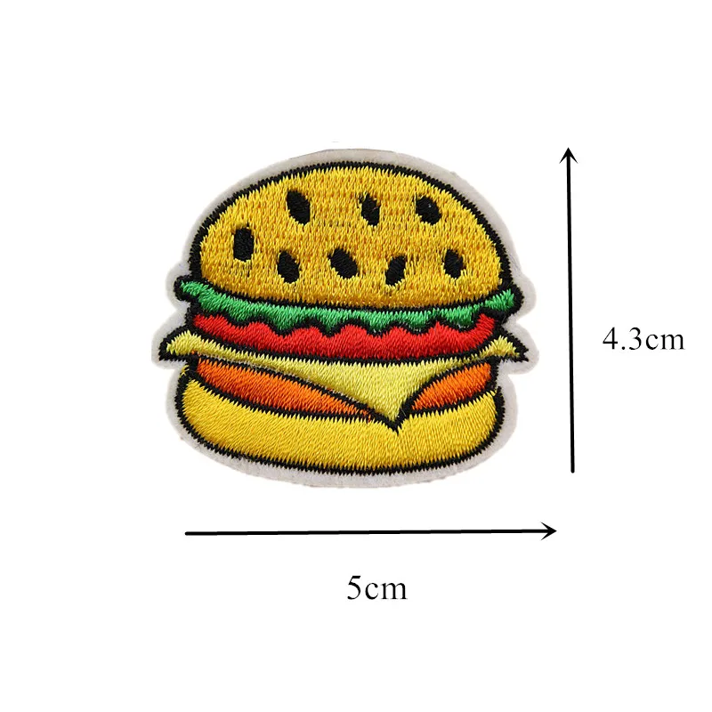 Мультфильм гамбургер Вышитые пришить утюг на патчи значок с изображением еды для заклепки для джинсов кепки аппликации DIY стикер украшения аксессуары