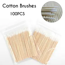 100 шт. Короткая Деревянная ручка маленький острый кончик головы ватные палочки для бровей Тату Красота Косметика принадлежности одноразовые ватные палочки