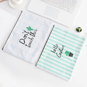 

1pcs Clean Cactus Mesh Paper Bag Zippered Oxford Paper Bags Large Capacity Bag