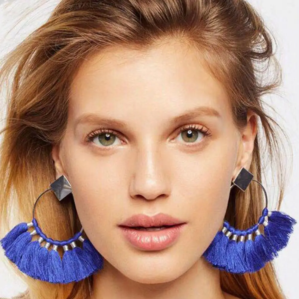

Vintage Boho Bohemian Large Round Ethnic Tassel Drop Dangle Hanging Earrings For Women Female 2019 Fashion Jewelry Accessories