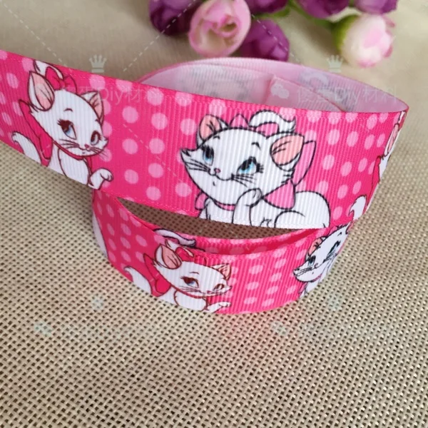 

1'' (25mm) 5 yards Free shipping new arrival Hair Accessories ribbon marie cat ribbons printed grosgrain ribbons