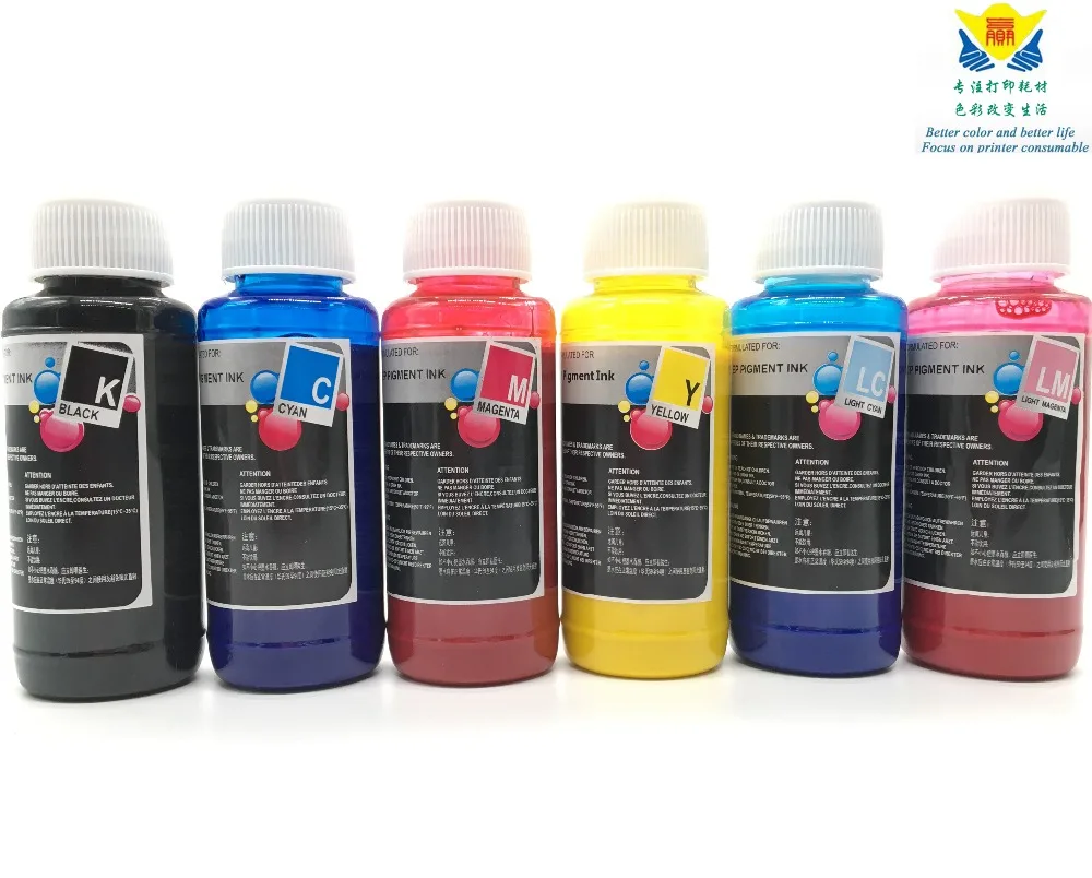 JIANYINGCHEN 100 мл* 6 черный голубой-Фиолетовый-жёлтый LM LC совместимые пигментные чернила для заправки для soecial Epson настольного принтера(6 шт./лот