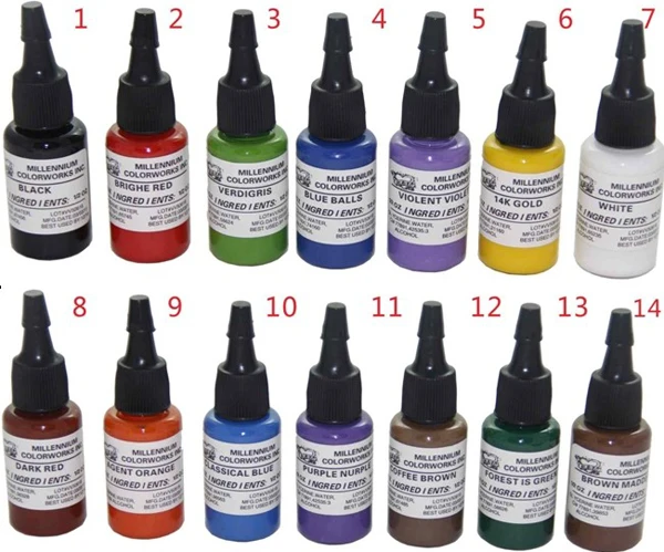 

Tattoo ink kit 14 colors C134 tattoo pigment set 15ML free shipping