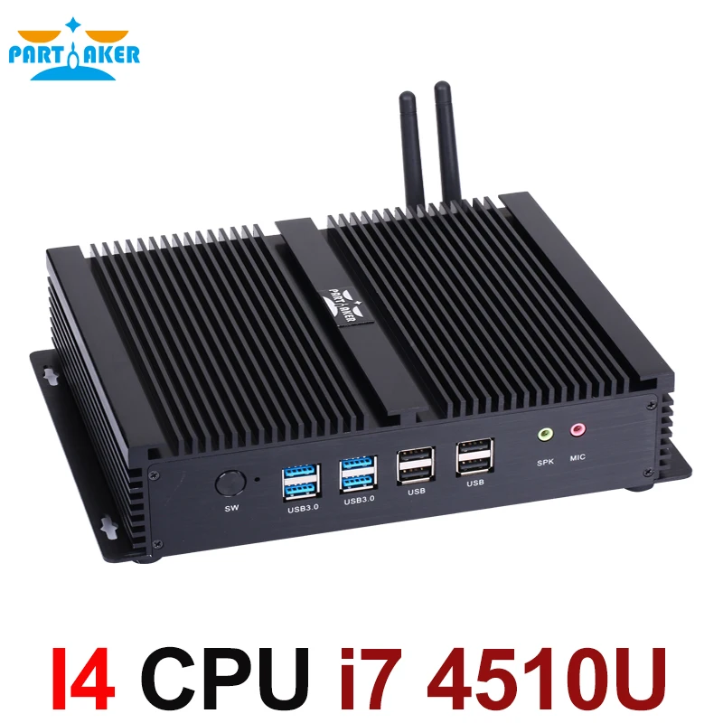 Dual LAN Mini PC Windows 10 Dual Nic безвентиляторный мини-ПК 6 * RS232 COM Порты и разъёмы Intel Core i7 4510U промышленные ПК с Debian/Windows