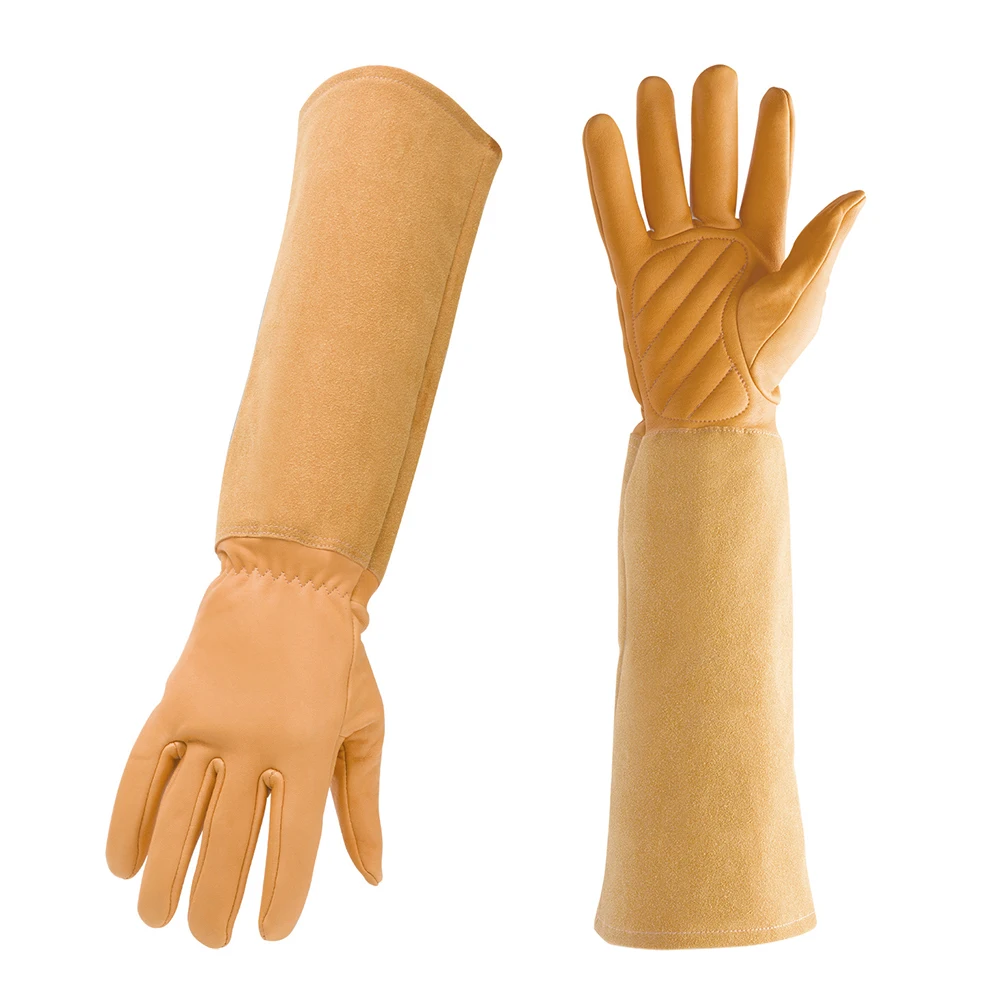 1 пара, садовые перчатки с защитой от шипа, садовые перчатки, защитные садовые рабочие перчатки из искусственного флиса - Цвет: Коричневый