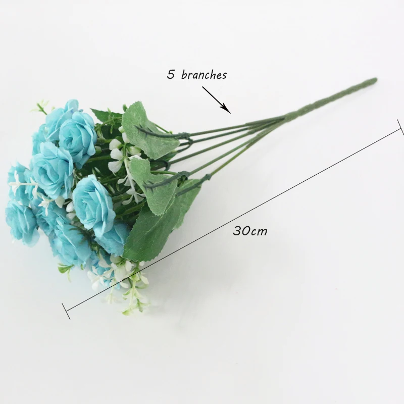 JAROWN Simulation Rose Flowers Artificial 15 Head Rose Bouquet For Wedding Decorations Home Garden Decor Accessories Fleur (18)
