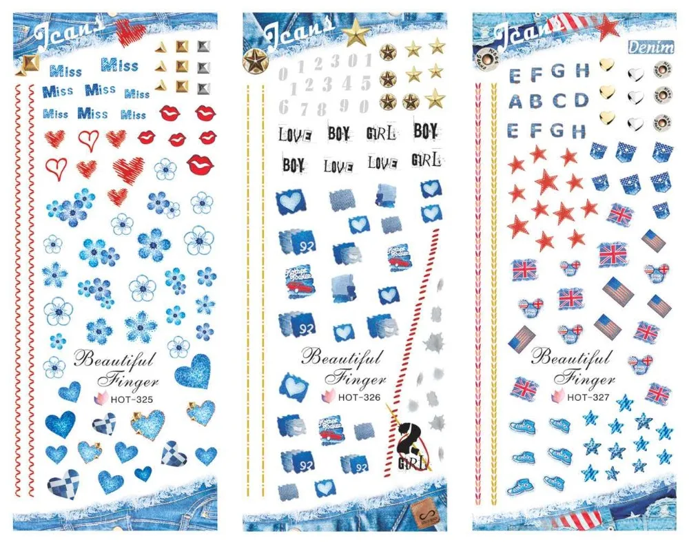 

3 Sheet/Lot Rose Flower Butterfly Bowknot Alphabet Water Transfer Decal Manicure Nail Art Sticker DIY Nail HOT Series