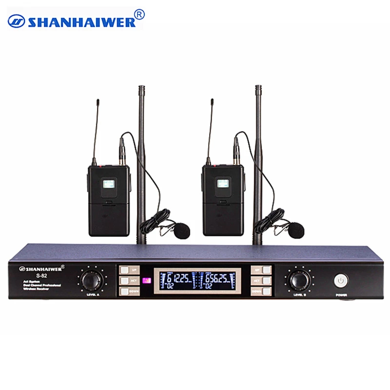 

Newest Dual channel headset UHF Wireless Microphone high sensitivity stage performance megaphone 100 frequency points optional