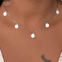 Новые модные ювелирные изделия звено цепи круглый лист колье-ошейник подарок для женщины девушка N1793