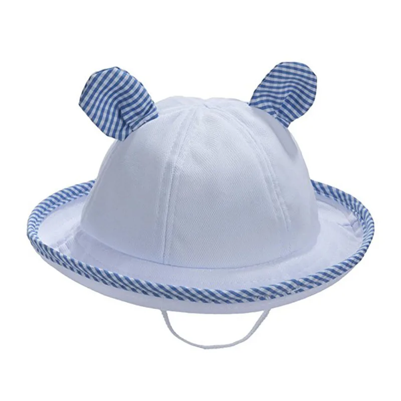 Мягкая хлопковая Детская шляпа с защитой от солнца для мальчиков и девочек, детская Панама с рисунком медведя и полями