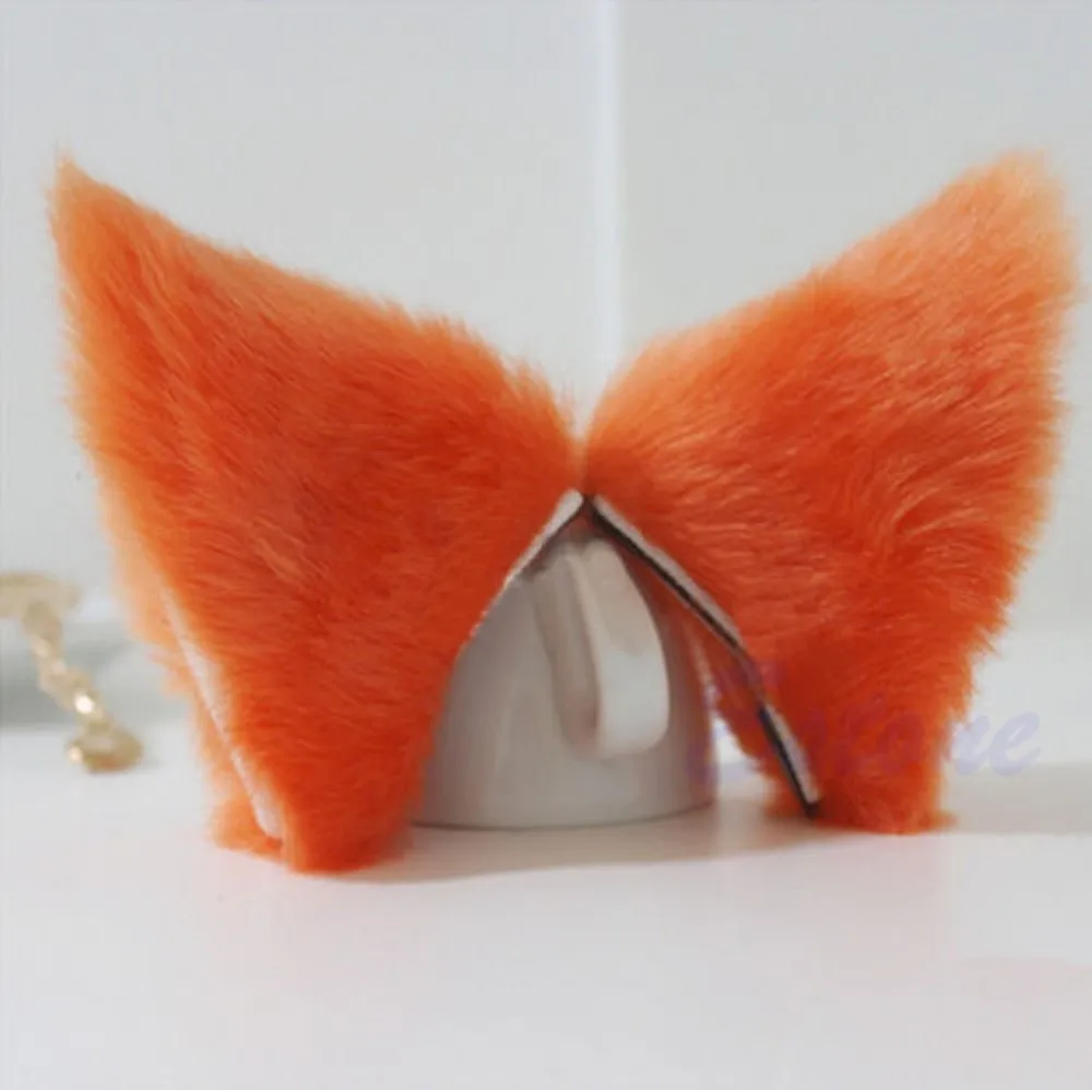 GOHAND Cosplay Party Cat Fox Long Fur Ears Neko Costume Hair Clip Halloween -Zentai shop online