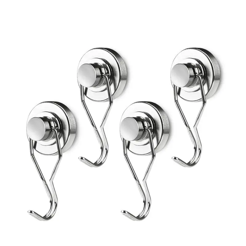 

Magnetic Hooks,66LB Rotatable Swing Swivel Heavy Duty Neodymium Rare Earth Magnet Hook perfect For Indoor/Outdoor Hanging(Silv