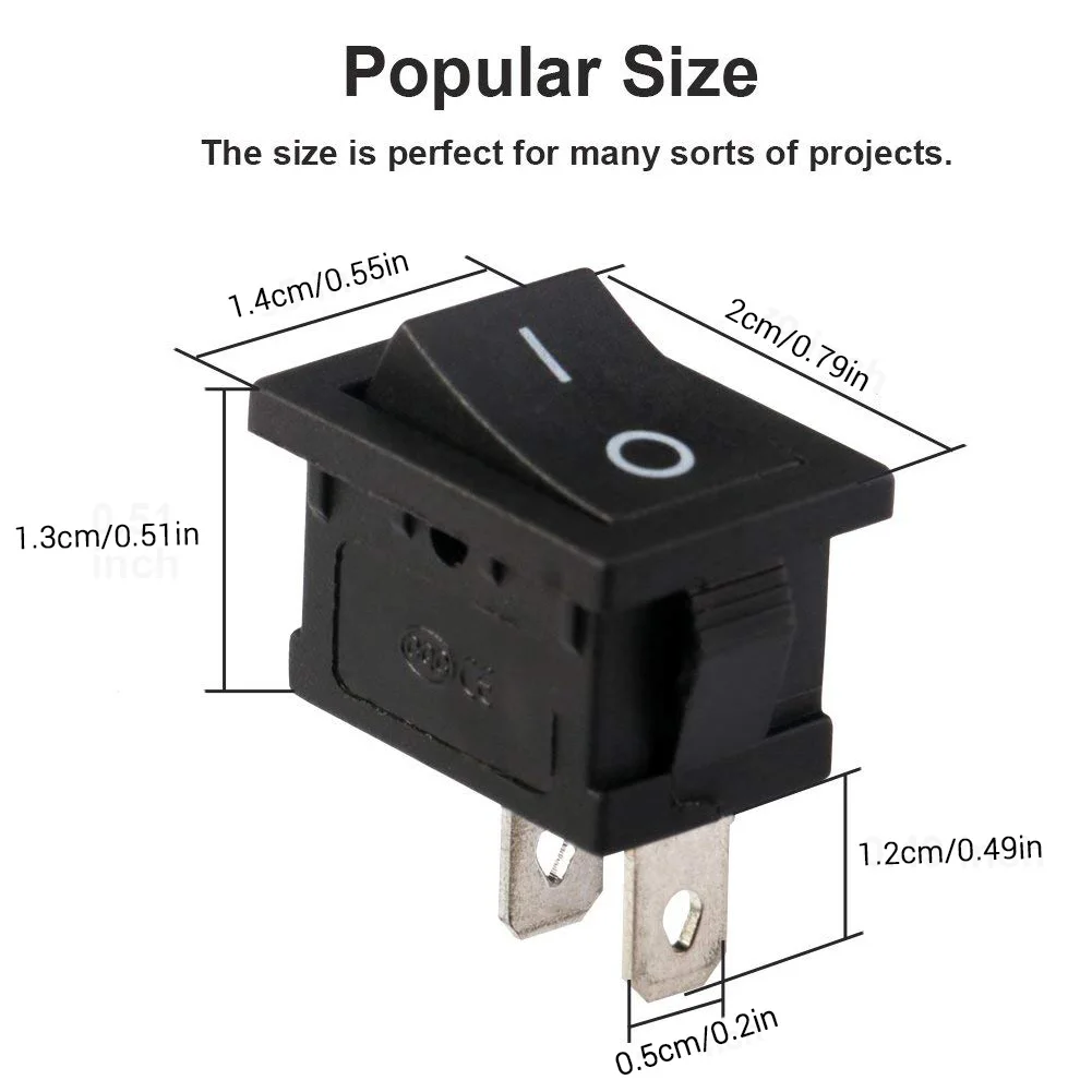 20 шт. 15x21 мм черный кнопочный мини-переключатель; кулисный переключатель 6A-10A 125-250 В 2Pin ВКЛ-ВЫКЛ кулисный переключатель
