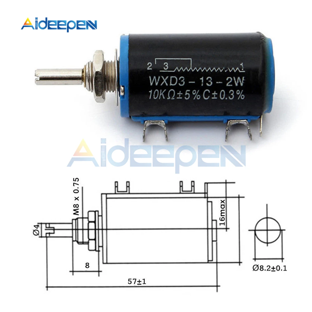 WXD3-13 2 Вт WXD3-13-2W 10K Ом вращающийся боковой многоповоротный проволочный линейный потенциометр Diy Kit