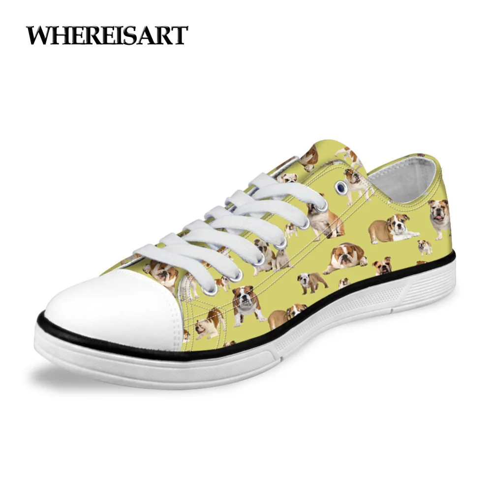 

WHEREISART Animal Pug Dog Puzzle Women's Vulcanized Shoes Low Top Canvas Shoes for Ladies Flats Women Lace-up Casual Shoes