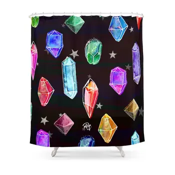 

Crystals And Glitter Stars Shower Curtain Set Bath Curtain For Bathroom With Non-slip Floor Mat
