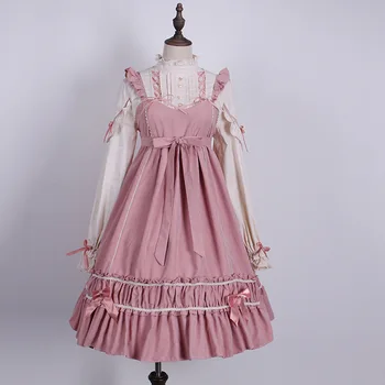 

Free New Hot Sale Shipping 2019 Autumn Japanese Soft Sister Tall Waist Long-sleeved Lolita Humanoid Division Op Off Two Dresses