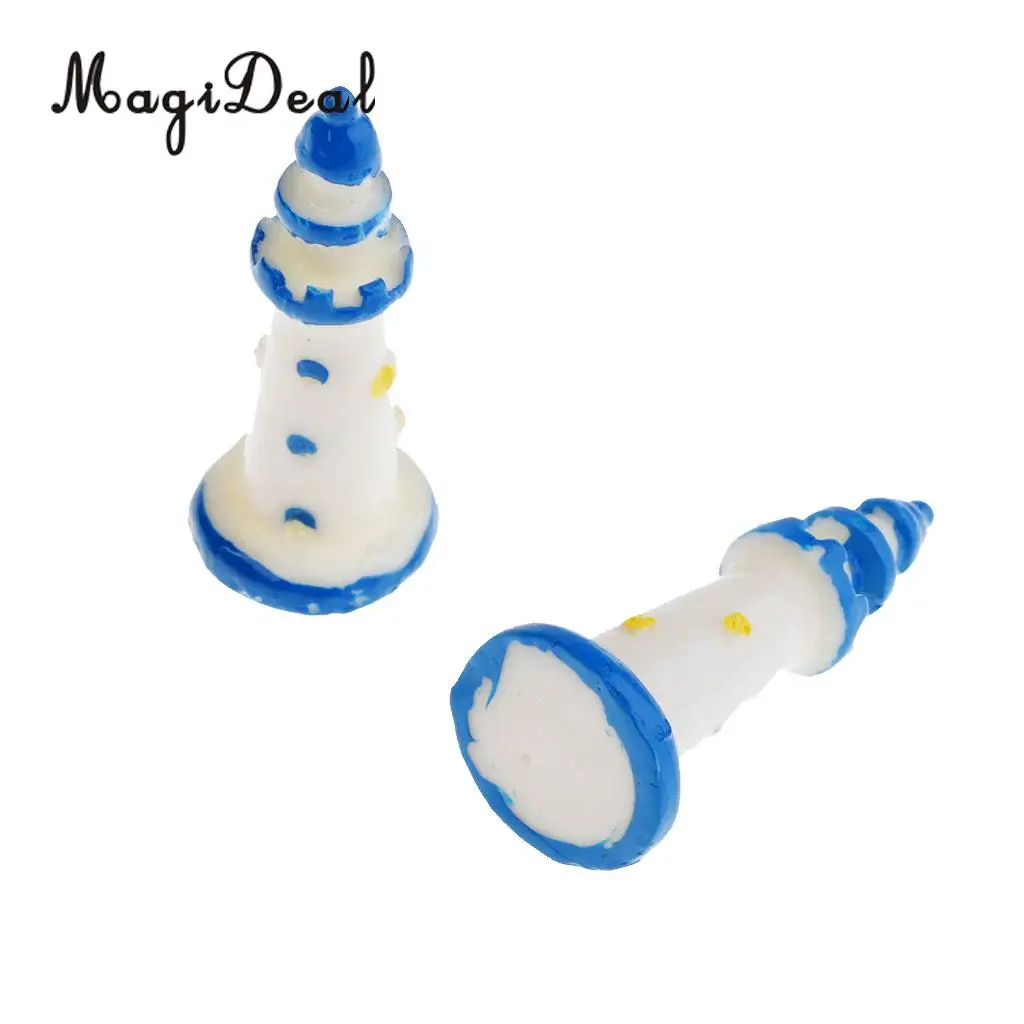 Mini Resin Lighthouse for Dolls House Garden Yard Plant Room Decor Miniature Resin Crafts Micro Landscape DIY Toy
