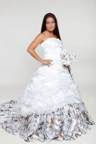 snow camo wedding dress