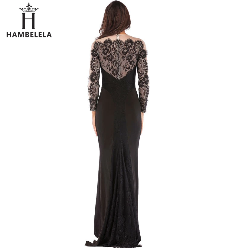HAMBELELA Elegant Lace Mermaid Evening Long Dresses 2019 Long Sleeve Lace Vestido Longo Formal Party Prom Gowns Vestido De Festa (24)