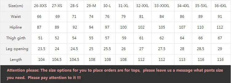 Pants Size