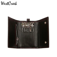 Брендовый держатель для ключей westкрик из натуральной кожи из углеродного волокна RFID, органайзер, чехол для ключей, ключница, брелок с карманом на молнии