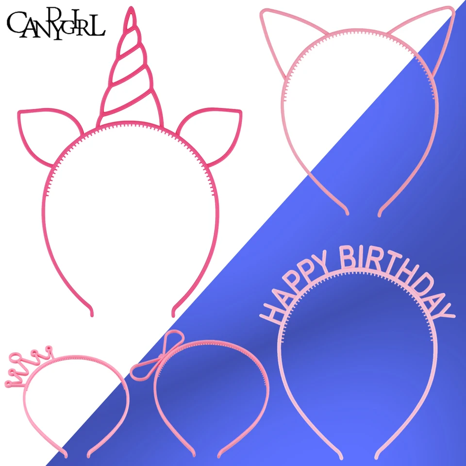 Bandeaux Licorne Pour Filles 5 Pieces Bandeaux Joyeux Anniversaire En Plastique Avec Oreilles De Chat Coiffure Accessoires Pour Cheveux Nœud De Fete Aliexpress