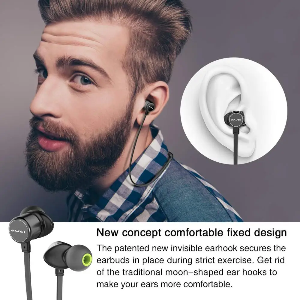 Оригинальные беспроводные наушники вкладыши AWEI WT20 Bluetooth Hi Fi стерео звук