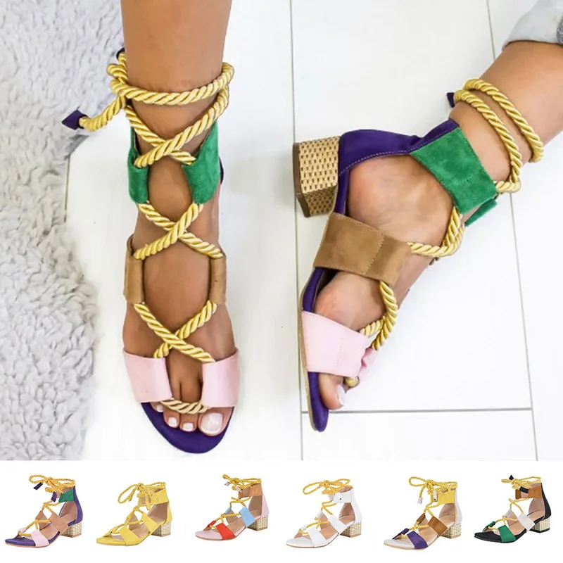 

PUIMENTIUA New Women Sandals High Heels Espadrilles Pointed Fish Mouth Sandals Hemp Rope Lace Up Platform Shoes Plus 43