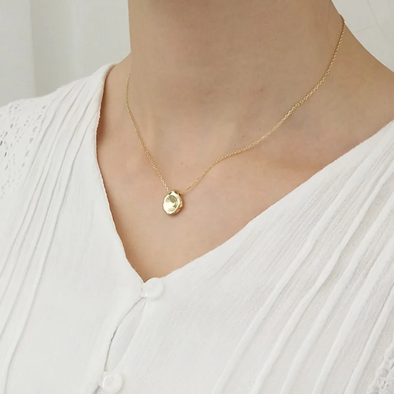 

Bohemia unique design irregular geometric 925sterling silver jewelry simple vortex charm collar necklace drop free
