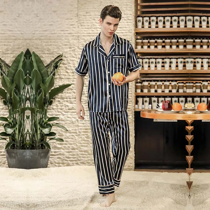 Pijama Masculino Hombre пятно шелковые пижамы для сна Для мужчин пижамный комплект