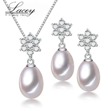 Trendy freshwater pearl jewelry sets women,real natural pearl pendant earring jewelry 925 silver mother birthday gifts white Trendy freshwater pearl jewelry sets women,real natural pearl pendant earring jewelry 925 silver mother birthday gifts white