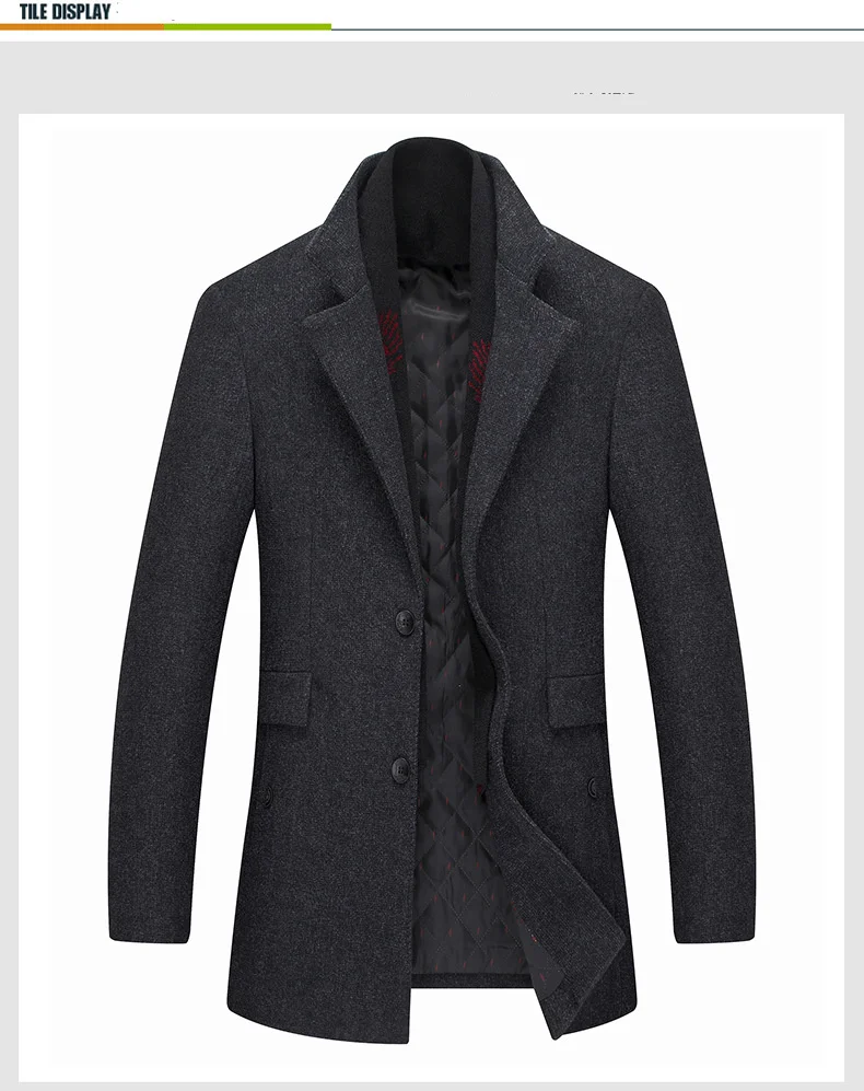 FGKKS мужское зимнее шерстяное пальто, Мужская Новая мода, отложной воротник, теплая Толстая шерстяная смесь, шерстяное бушлат, мужской Тренч, пальто