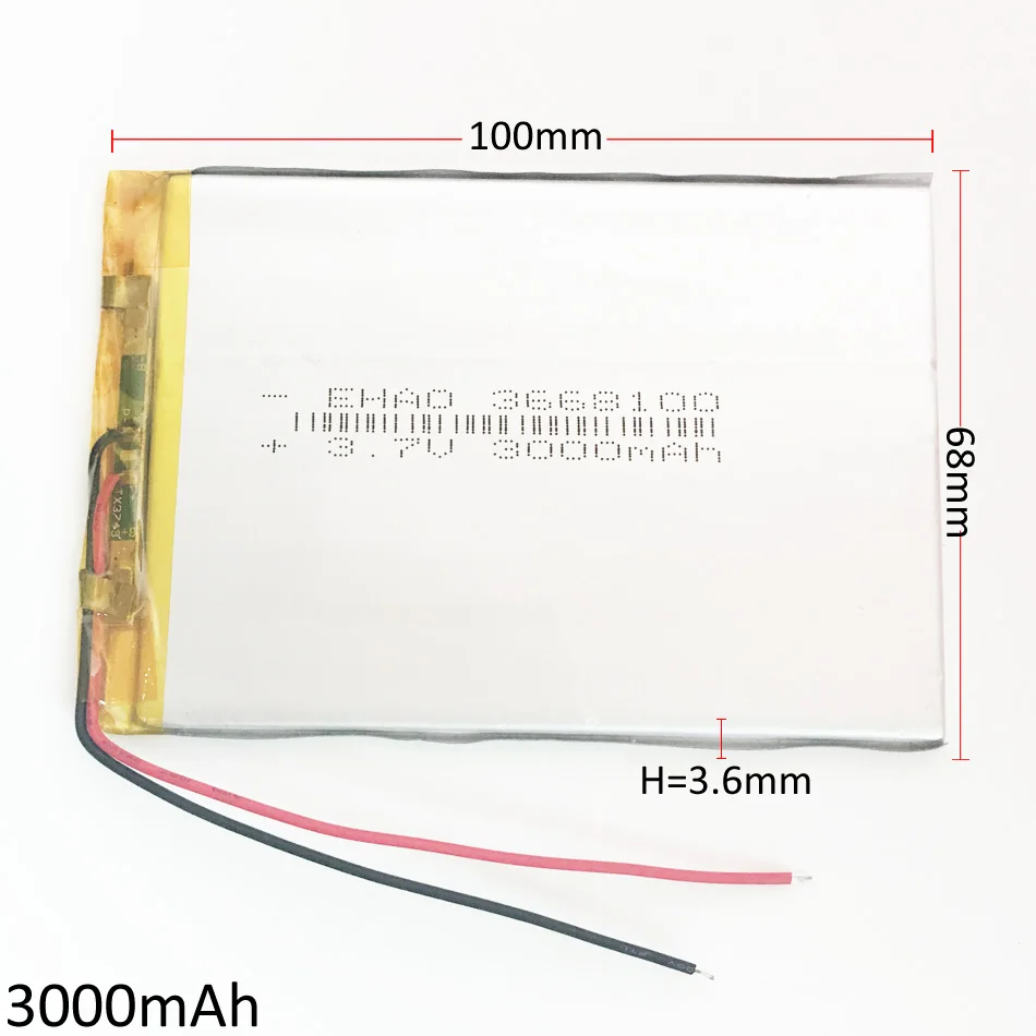 Литий полимерная аккумуляторная батарея 3 7 в 3000 мАч 3668100 для Mp3 GPS PSP e Book power bank Tablet PC