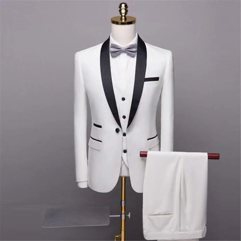 High Quality Wedding Men suit Slim Fit Suits 3 Pieces Groomsmen Wedding Suits For Men Bridegroom(Jacket+Pants+Vest)