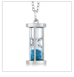 GemStoneKing цельное 925 пробы серебро 0,75 карат Голубой топаз пыль песочные часы кулон ожерелье для женщин и мужчин