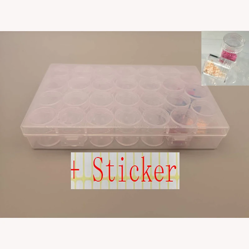 

27 Slots Storage Box and Label paper, Diamond Embroidery Contain Diamond Painting Accessory boxes Case Cross Stitch Tools