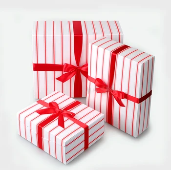 

M size 23*18*6.5CM Red white Modern stripe gift box food/Biscuits/cakes/ Macarons/ snacks packing box 100pcs/lot