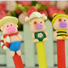 20 шт./лот, креативные канцелярские товары,, Корейская милая Шариковая ручка, Мультяшные канцелярские принадлежности, детские подарки, полимерная ручка caly